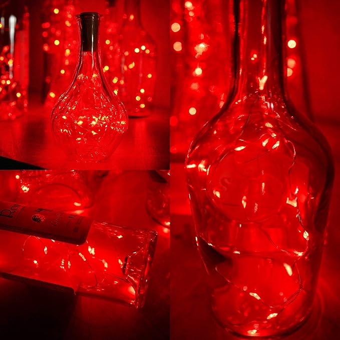 Wine Bottle Lights with Cork, Battery Operated 20 LED Cork Shape Silver Wire - Image 5