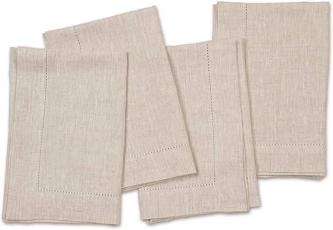 Linen Light Natural Dinner Napkins Set of 4-100% Pure Linen Cloth Fabric by HomeEkaa