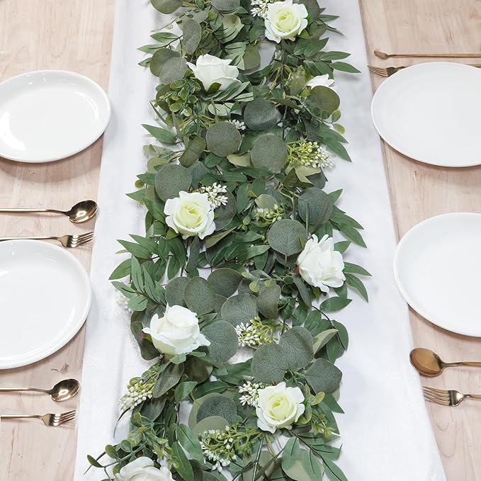 2 Pack 13Ft Artificial Eucalyptus Flower Garland - Image 2