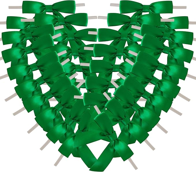 50pcs 2-1/2" Green Satin Ribbon Bows by Micomon