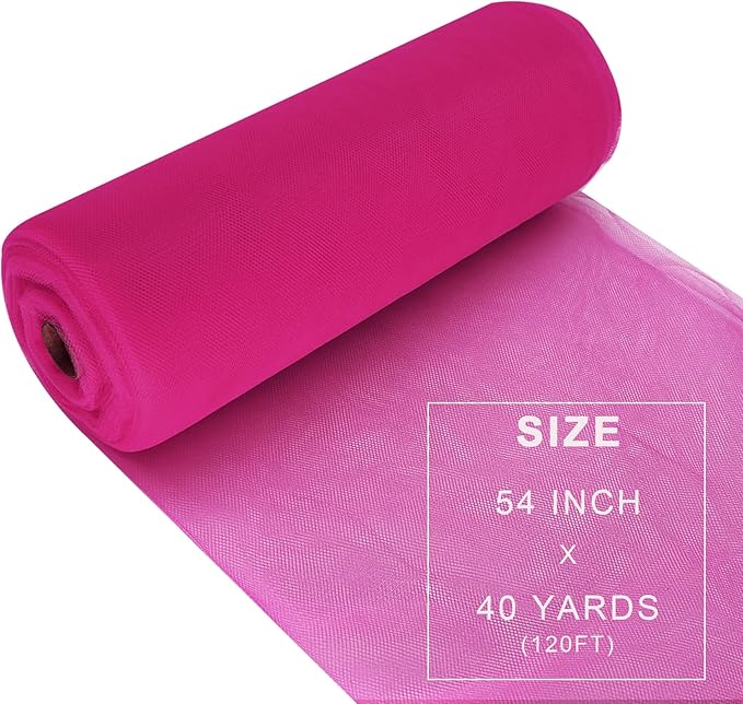 Fuchsia Tulle Fabric Roll Spool Bolt Large Tulle Wedding Party Decoration - Image 4