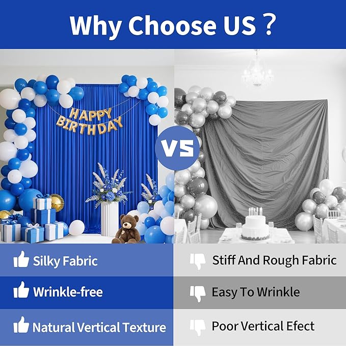 40x10ft Backdrop Curtains for Parties, 8 Panels 5x10ft Photography Backdrop - Image 5