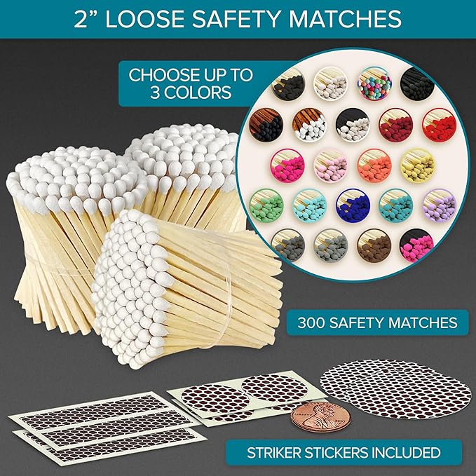 2" Choose Your Colors Safety Matches | Set of 300+ Bulk Artisan Matchsticks - Image 2
