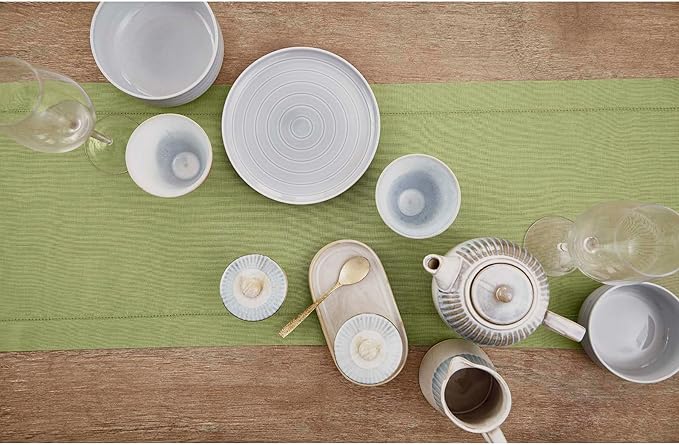 Solino Home Linen Moss Green Table Runner 90 Inches Long - Image 3