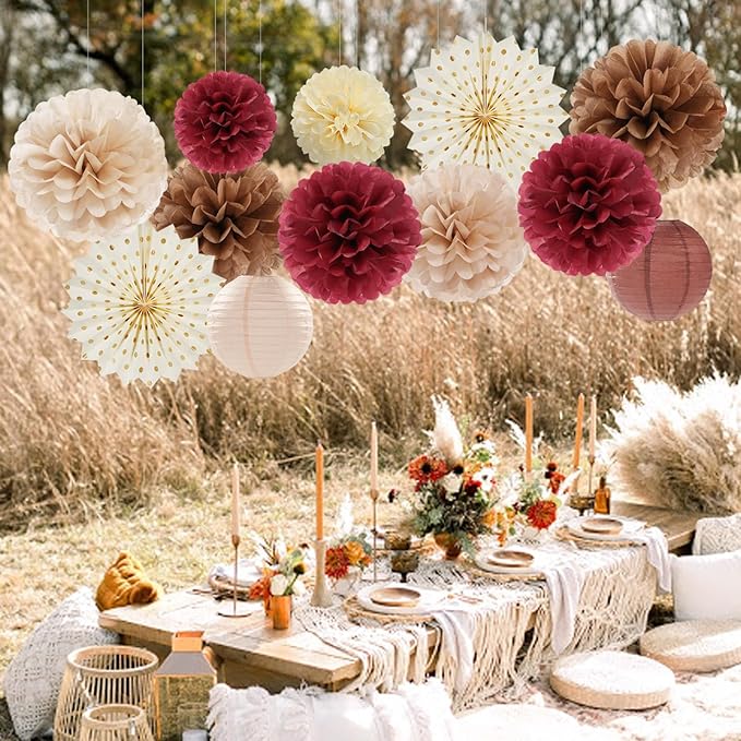 Burgundy Brown Beige Boho Party-Decorations - Image 6
