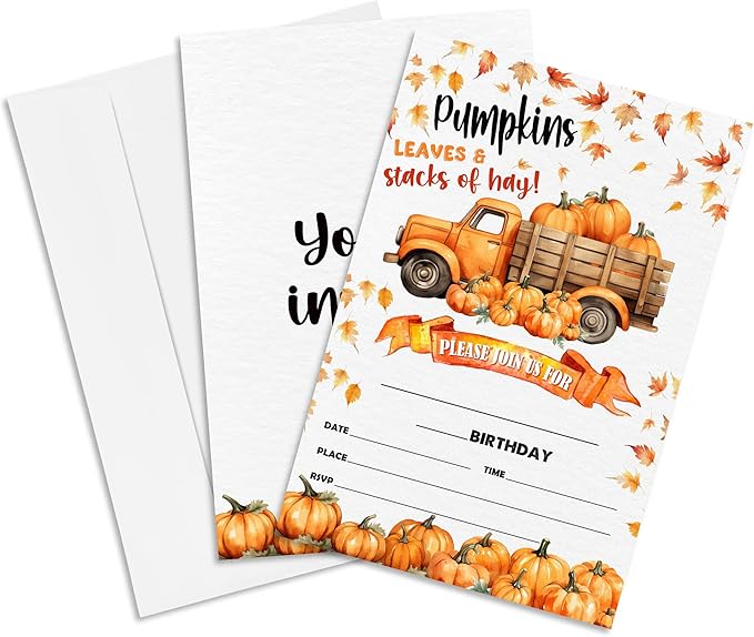 Leaves & Stacks Of Hay Birthday Party Invitation by Unknown