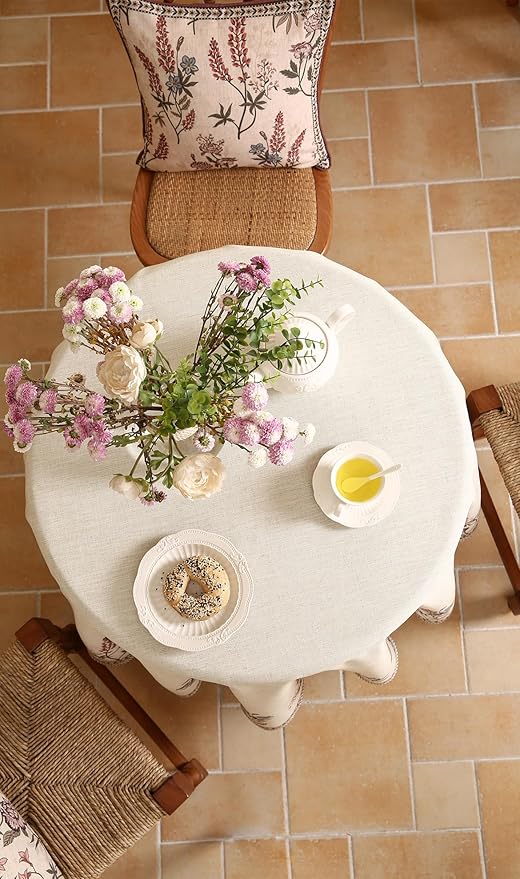 ISAENNE French Tablecloth for Round Tables, Linen Table Cloth - Image 6
