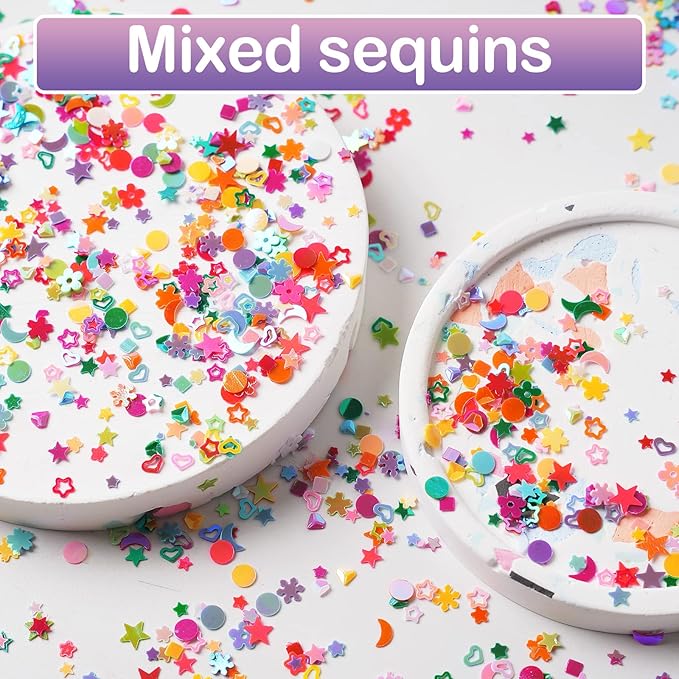 Multicolor Manicure Glitter Confetti 3.6oz/100g, Mixed Shapes Size 2-10mm - Image 3