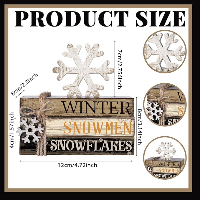 4 Pcs Winter Table Decorations Snowmmen Tiered Tray Decorations Christmas Mini - Image 4