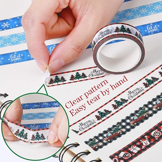 TaoBary 33 Rolls Holiday Plaid Washi Tape, 15 mm Seasonal Washi Tape Set - Image 3