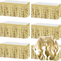 6 Pack 29 x108 Inch Light Gold Wave Foil Fringe Table Skirts Metallic Banner by Ferwzsr