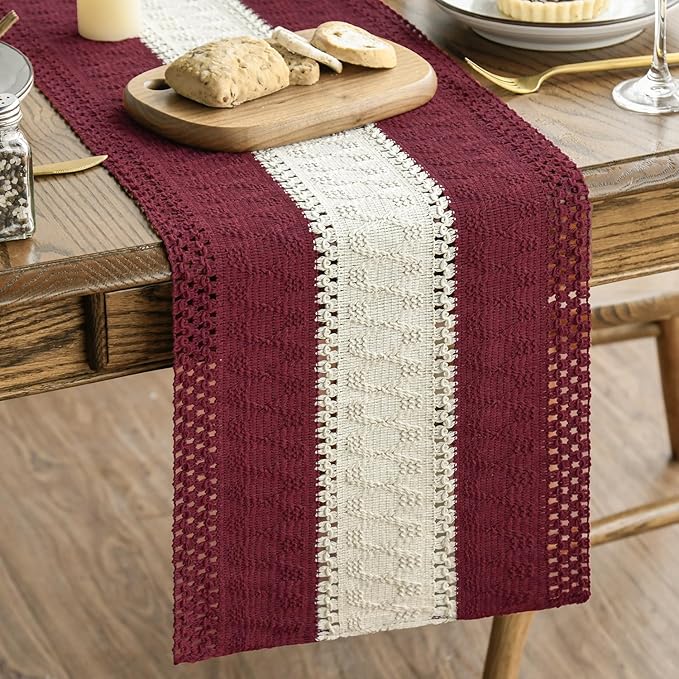 Artoid Mode Red Farmhouse Rustic Table Runner, Seasonal Hollow Kitchen Dining by ArtoidMode