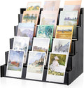 5 Tier Greeting Card Display Stand Black Bamboo and Acrylic Sticker Display by Yuntau