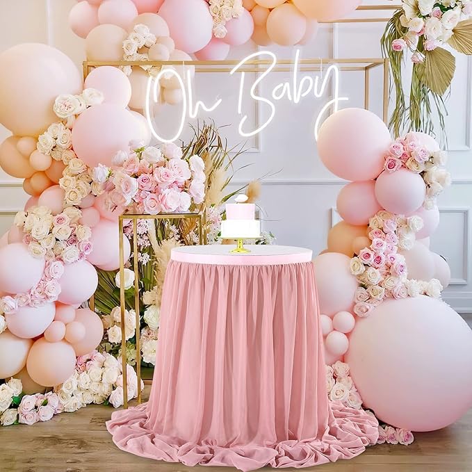 Dusty Rose 6ft Table Skirt for Rectangle Tables or Round Tables Sheer - Image 4