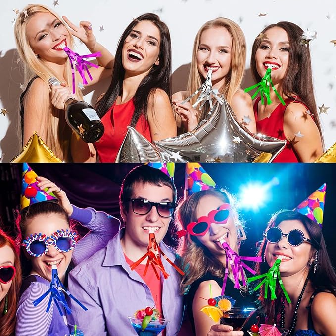 Noise Makers, Glitter Metallic Fringed Party Blowers Noisemakers Horns - Image 5