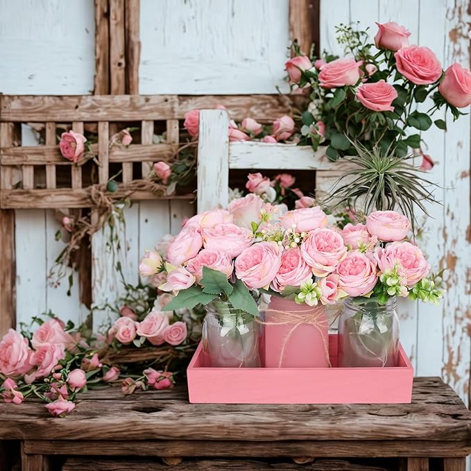 Rustic Pink Mason Jar Centerpiece - Image 7