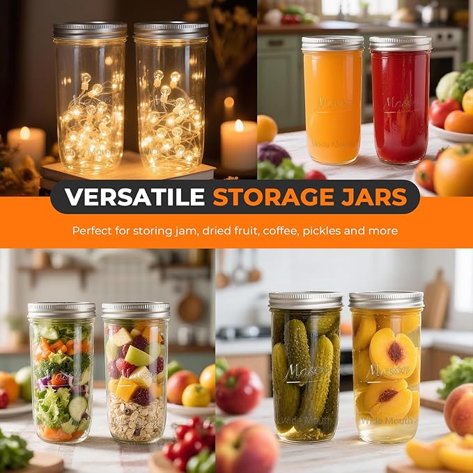 CycleMore 6 Pack Wide Mouth Mason Jars - Image 4