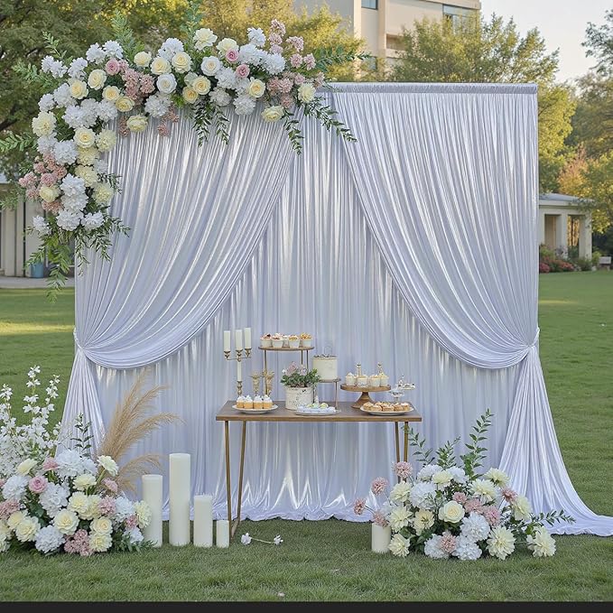20ft x 10ft Silver Sequin Backdrop Curtain - Image 3