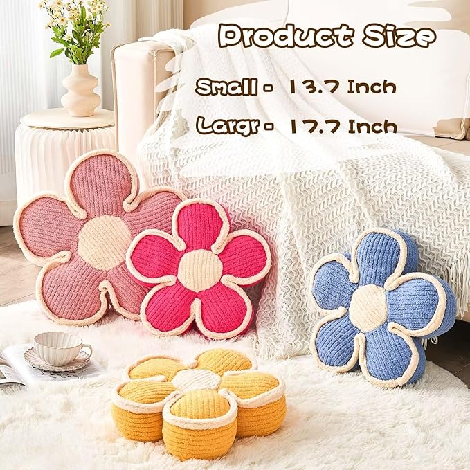 Flower Pillow, Soft Shaped Floor Cushion, Decorative Throw Pillow, Cute Seating - Image 3