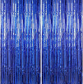 Crosize 8 Pack 3.3 x 9.9 ft Dark Blue Foil Fringe Curtains Party Decorations by Crosize