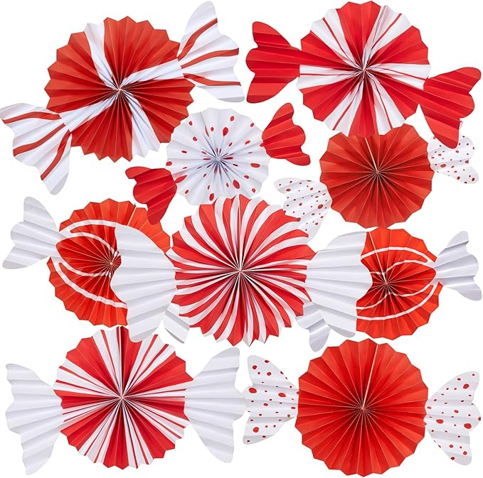 9pcs Candy Party Decorations Sweet Candy Hanging Paper Fans Hanging Decorations by EasyJoy