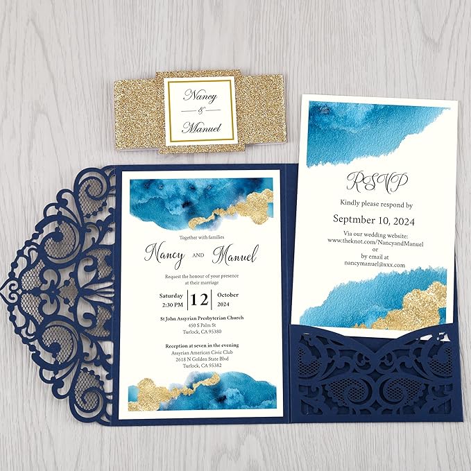 DORIS HOME 50PCS Laser Cut Wedding Invitations - Image 2