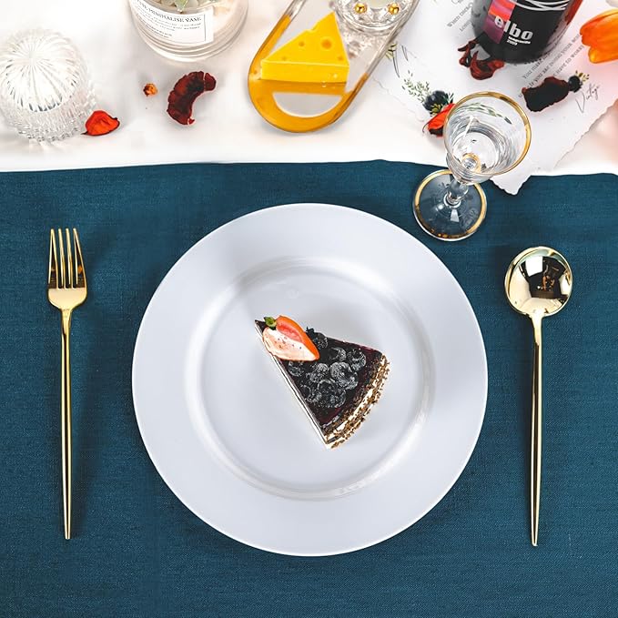 N9R 100PCS White Plastic Plates, 10.25inch Heavy Duty Plastic Disposable Plates - Image 7
