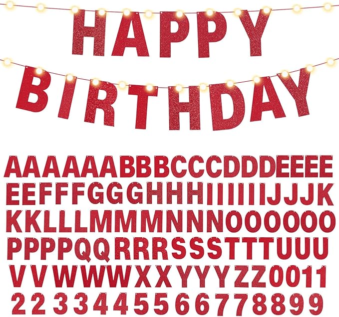 TaoBary 112 Pcs DIY Letter Kit Glitter Customizable Banner Letters Include 107 - Image 9