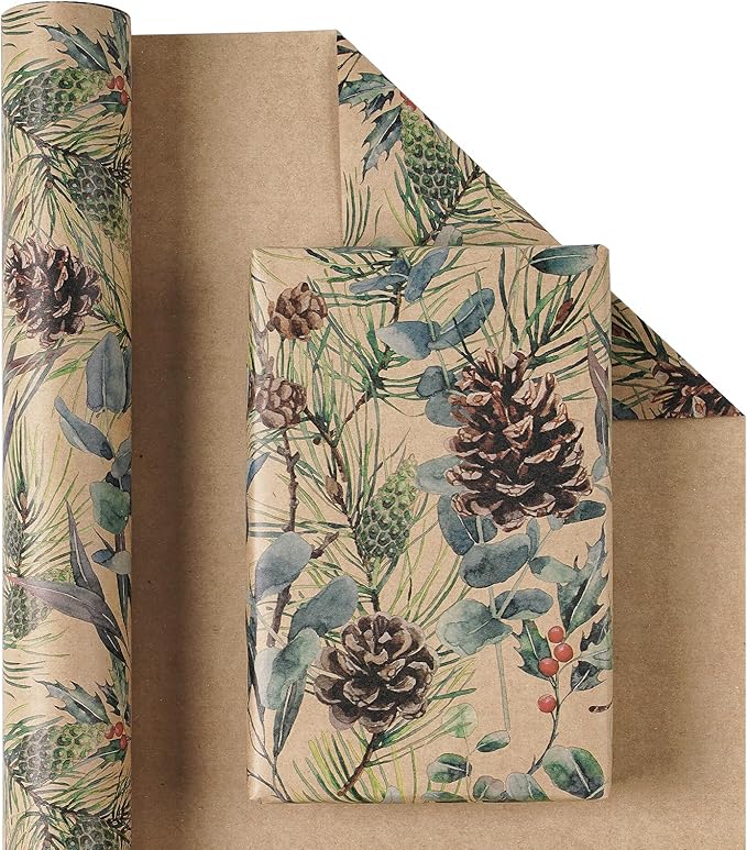 RUSPEPA 30" X 32.8' Kraft Christmas Wrapping Large Paper Roll, Jumbo Roll - Image 2