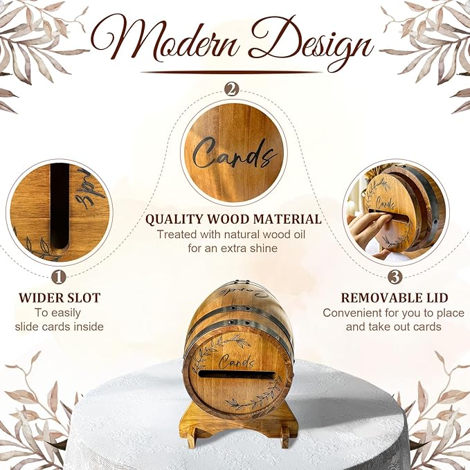 OurWarm Wooden Wedding Card Box - Image 4