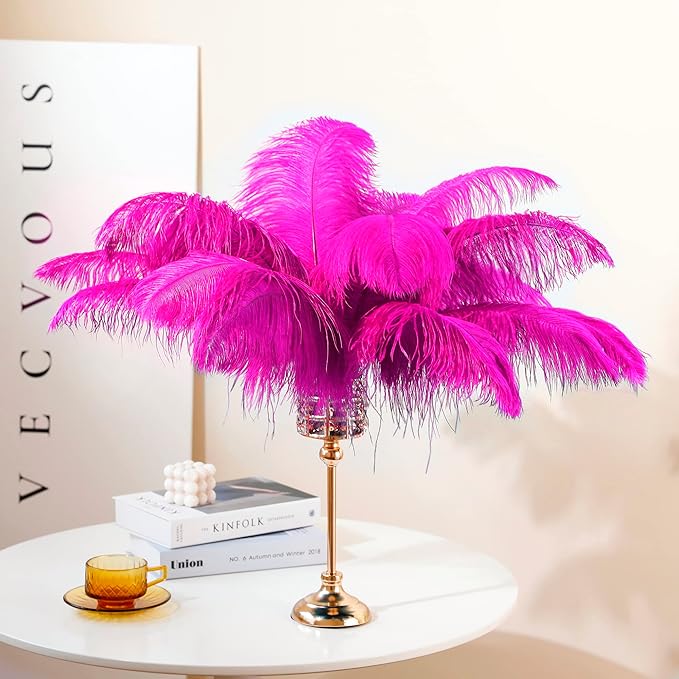 Fuchsia Large Ostrich Feathers Bulk- 16-18 inches 10pcs - Image 4
