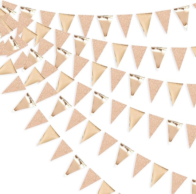 30Ft Champagne Gold Party Decorations Triangle Pennant Banner Gold Hanging by pinkblume