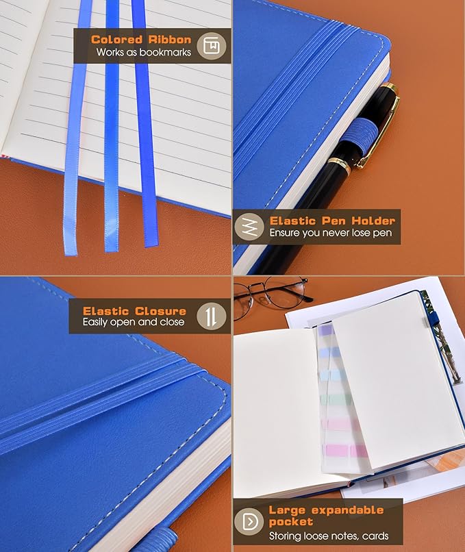 Lined Journal Notebook for Women Men, 256 Numbered Pages Hardcover Leather - Image 5