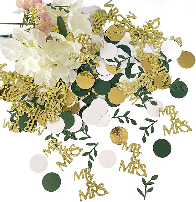200 Pcs Gold Bridal Shower Decorations, Wedding Table Confetti, Glitter Mr Mrs by WEIKA