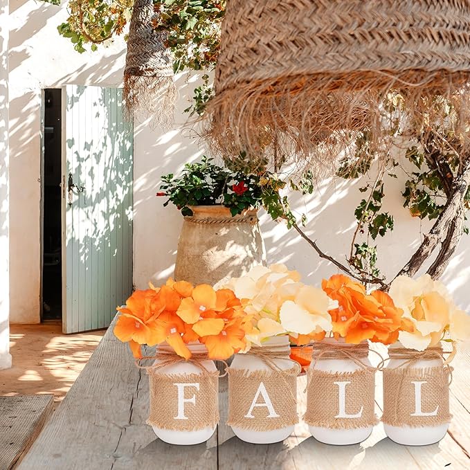 Fall Decor for Home, Autumn Themed Mason Jars Centerpiece Decorations - Image 3
