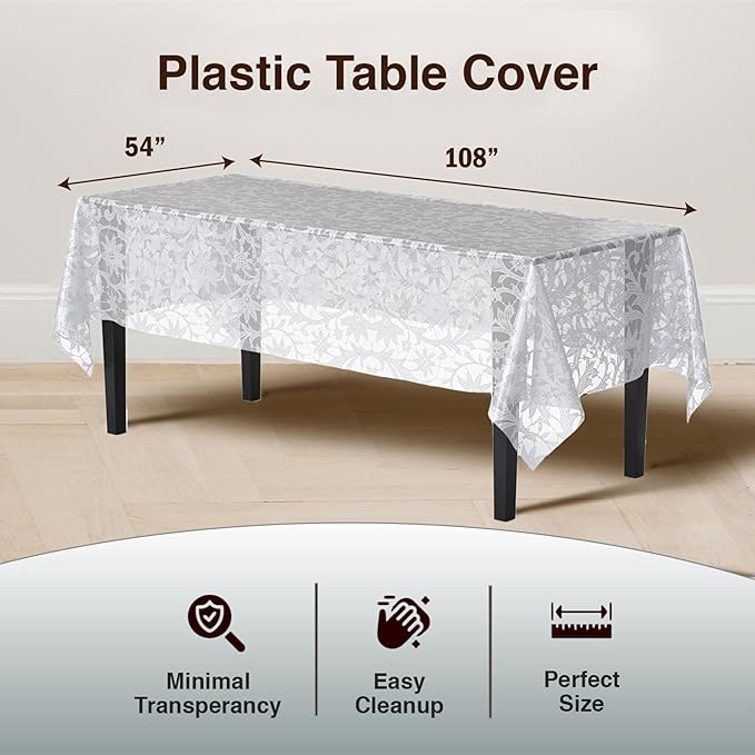 Exquisite Lace Table Cloth Rectangle Table Plastic 12-Pack Lace Tablecloth - Image 2