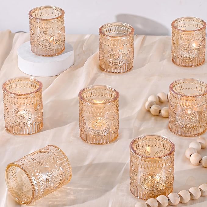 24 Pcs Gold Votive Candle Holders, Glass Tealight Candle Holders by MATAHUMbeyourbetterchoice