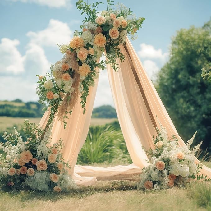 Wedding Arch Draping Fabric, 2 Panels 18FT Champagne Arch Drapes Chiffon Fabric - Image 8
