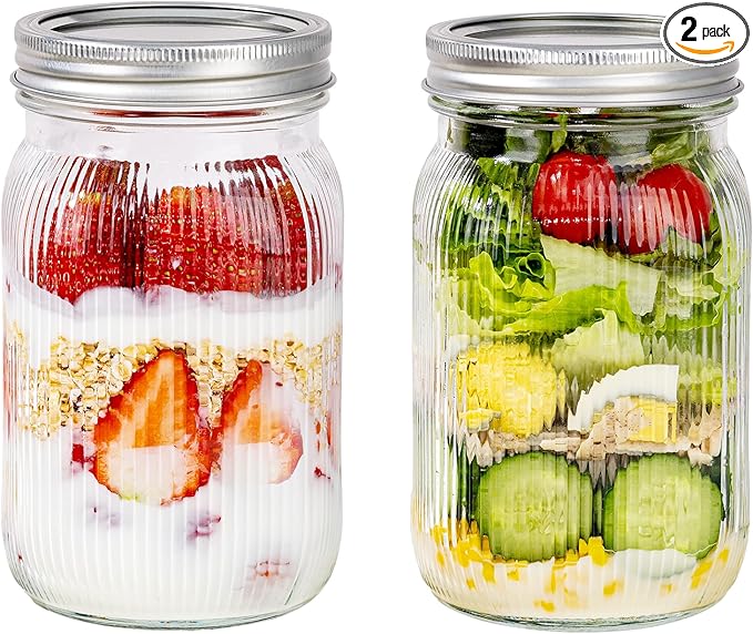 WELLIFE Large Mason Jars, Overnight Oats, Meal Prep by WELLIFE