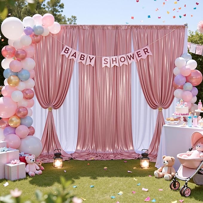 10x10 ft Rose Gold Sequin Backdrop Curtain Panels - Image 4