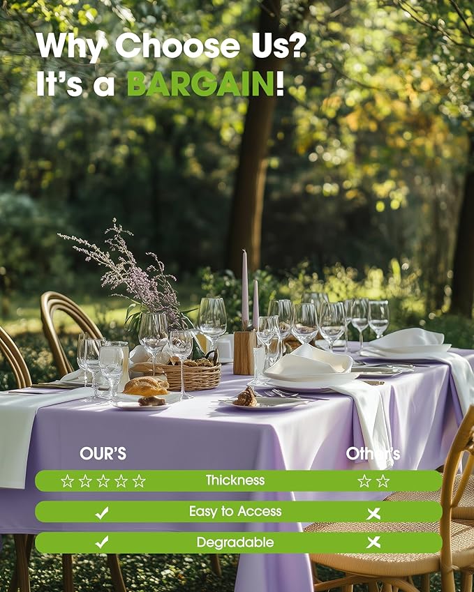 Pureegg Plastic Table Cloth Disposable 10 Pack, 54 x 108 Inch Table Cloths - Image 6