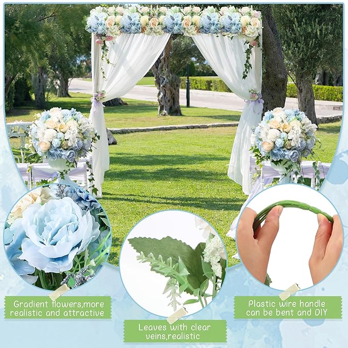 Tigeen Artificial Flowers Artificial Peonies Silk Flowers Faux Peony Fake Peony - Image 3