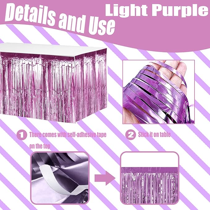 4 Pack 29x108 Inch Metallic Foil Fringe Tinsel Table Skirts - Image 3