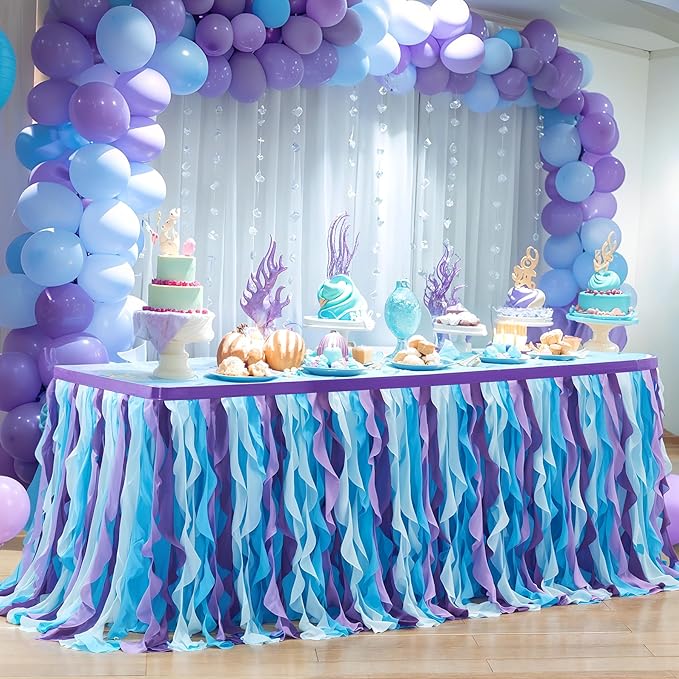 PARTISKY Mermaid Tulle Tutu Ruffle Curly Willow Table Skirt by Partisky