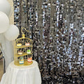 Black Square Sequin Backdrop 8ft * 8ft 1 Panel, Shimmer Wall Backdrop by HMQIANG