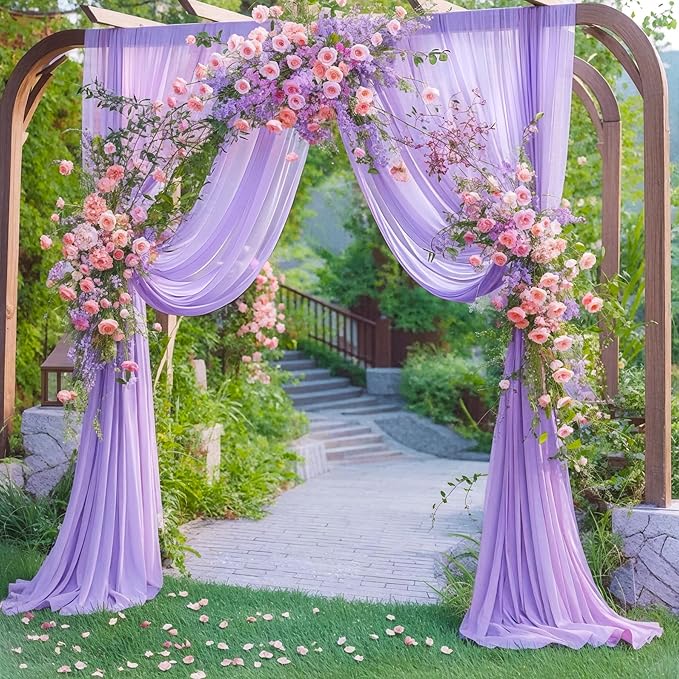 Lavender Wedding Arch Draping Fabric Purple Sheer Wedding Arch Drapes - Image 7
