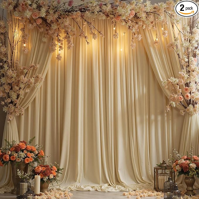 Wrinkle Free Beige Backdrop Curtains by CO-AVE