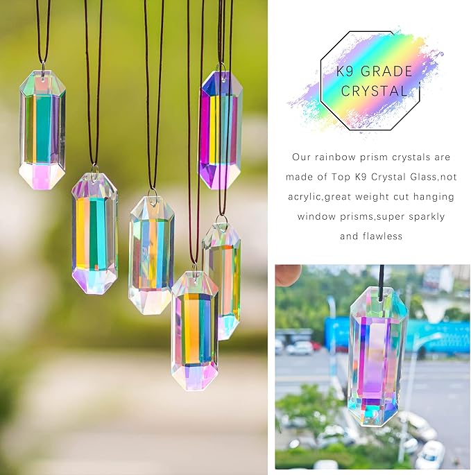 6 Pack 3'' Crystal Sun Catchers, AB Color Hanging Ornaments - Image 5
