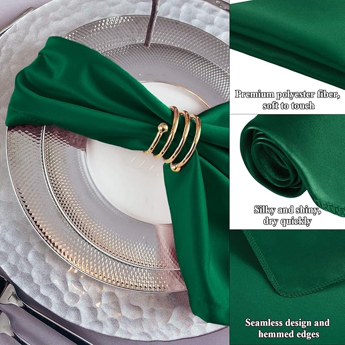 Aneco 24 Pieces Satin Napkin Square 20 x 20 Inches Dinner Napkins Weddings - Image 3