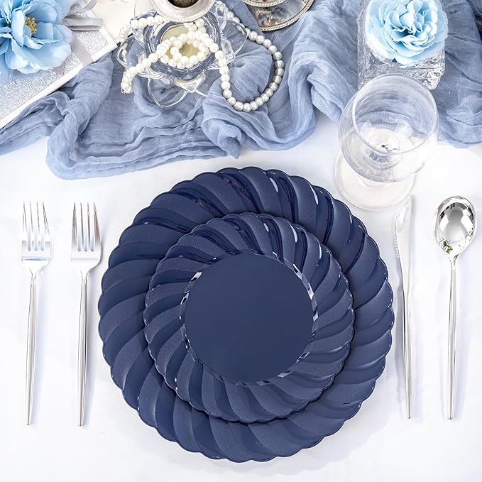 U-QE 60 Pcs Blue Plastic Plates - Image 8